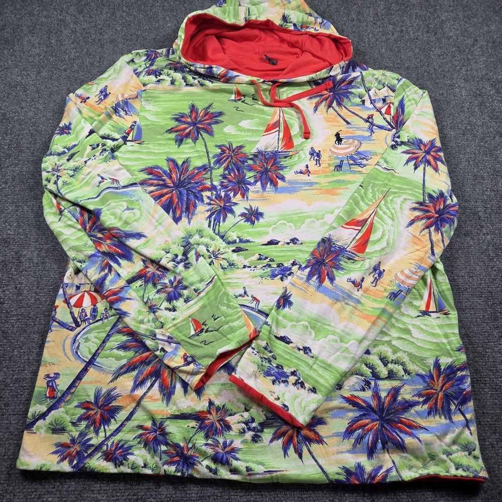 Polo Ralph Lauren Hoodie Mens Large reversible All over print hawaiian print
